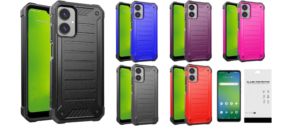For Cricket Icon 2026 U656AC Premuim Tough Case Phone Cover + Tempered Glass