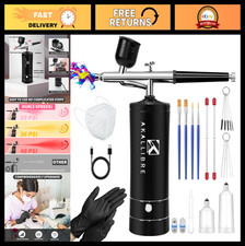Airbrush Kit with Compressor, 48PSI High-Pressure Gun, 0.2/0.3/0.5mm Nozzles, Po