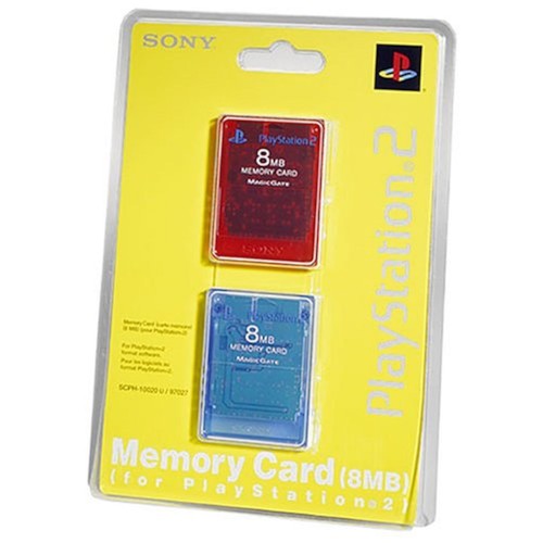 Sony OEM Memory Card 8MB 2 Pack Red / Blue For PlayStation 2 PS2 Very Good 4Z