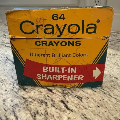 Vintage Crayola Crayons Binney Smith 64 Box Built In Sharpener Retired Colors