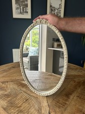 Vintage Ornate Oval Dressing Table Mirror Shabby Chic Cream Gold