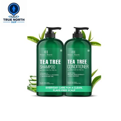Organic Tea Tree Shampoo and Conditioner for All Hair Types - 16 Fl Oz Pair