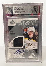 Ryan Donato signed Bruins 18-19 UD SP Rookie Jersey Card Beckett 150/199