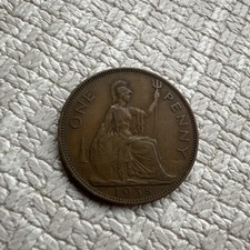 1938 ONE PENNY COIN - BRONZE - GEORGE VI