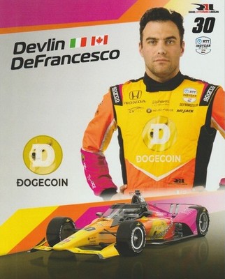 2025 Devlin DeFrancesco Dogecoin Honda Dallara Indy 500 Indy Car Hero Card