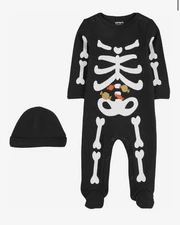 Carter's Skeleton Halloween Baby Just One You Two Piece Set Bodysuit & Hat