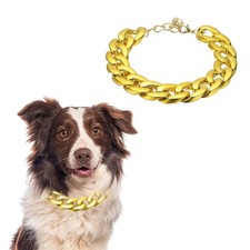 Gold Chain for Dogs Cuban Link Dog Collar Pet Necklace 12.6" Gold