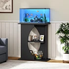 MAHANCRIS 10 Gallon Fish Tank Stand, Wooden Aquarium Stand with 3-Tier Black