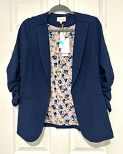Skies Are Blue Raja Navy Collarless Open Fron...