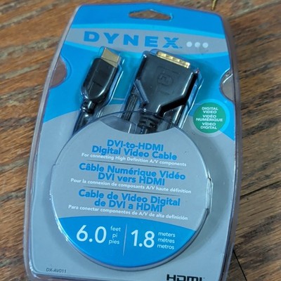 Dynex 6ft DVI-D to HDMI Black Gold-Plated Digital Video Cable DX-AV011