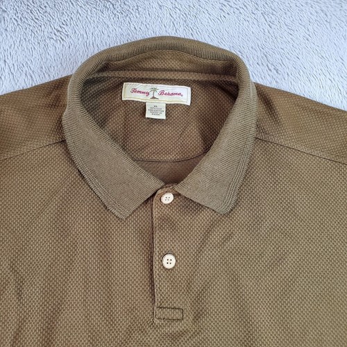 Tommy Bahama, Polo Tommy Bahama seta uomo XL manica lunga maglia waffle testurizzata marrone nuova