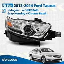 For 2013-2014 Ford Taurus Halogen Headlight W Hir2 Bulb Right Chrome Bezel Rh For 2013-2014 Ford Taurus Halogen Headlight W Hir2 Bulb Right Chrome Bezel Rh