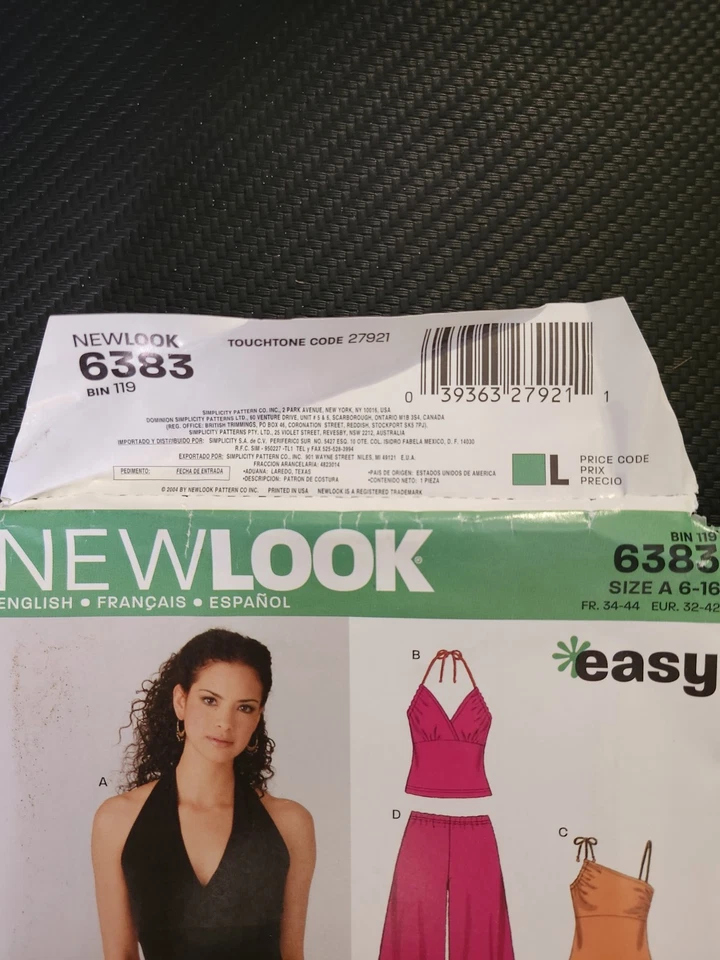 New Look 6383 Womens Sewing Pattern Set Size 6-16 Halter Tops & Palazzo Pants - Image 2 of 4