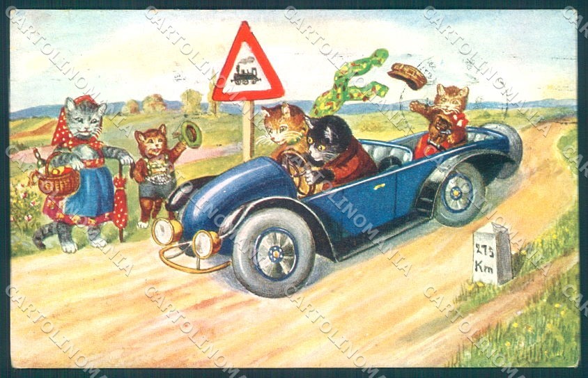 Animali Umanizzati Vestiti Gatto Auto WSSB 8543 cartolina TW1999