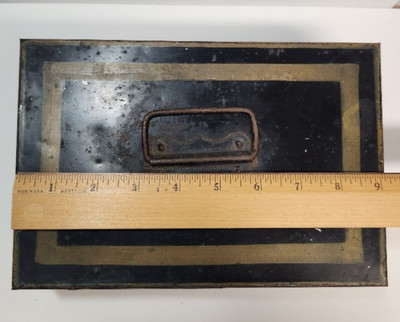 Antique Spice Box American Black Gold Painted Tin Toleware Kitchen ...