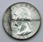 1951 Washington Quarter 90% Silver AU Almost Uncirculated Toned Toning