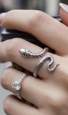 VINTAGE COILED SNAKE STERLING SILVER 925 ADJUSTABLE RING TWIST DESIGN SIZE: 4-8