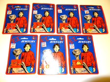 Vintage E.T. Set of Pendants and Rings Costume Jewelry on Original Paper Cards