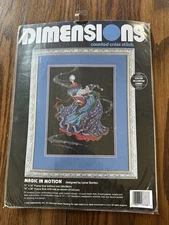Vintage NEW Dimensions 1995 Magic In Motion Counted Cross Stitch Kit Wizard 3788