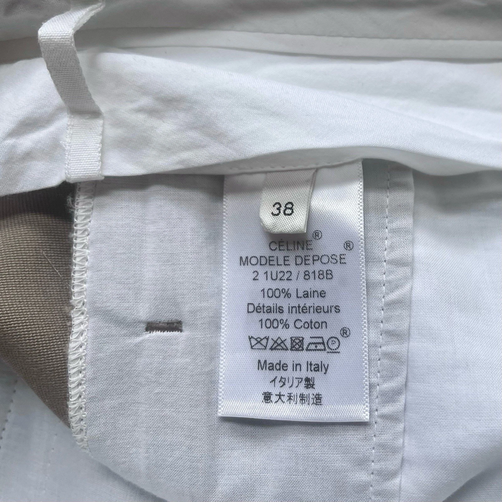 PANTALONE PLISSETTATO CELINE BEIGE LANA GABARDINE VITA ALTA TAGLIA 38 PHOEBE PHILO