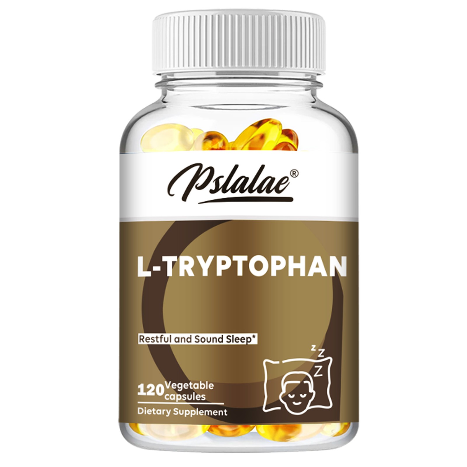 Pslalae L-Tryptophan Capsules, for Sleep Aid and Mood Relief - 120 Capsules