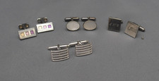 4 x cufflinks most 925 silver grid, mother of pearl one damaged 34.8g