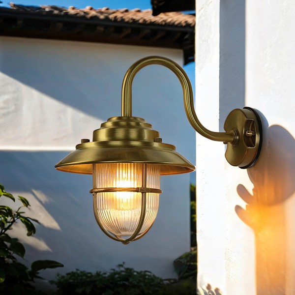 Messing Wandlampe IP64 Maritim Wetterfeste AußEnleuchte Laterne Haus TüR Hof-image