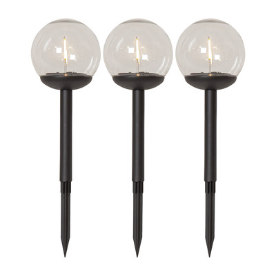 Star Trading Globe LED-Solar-Wegleuchten außen, 3er Set, warmweißes Licht, Dämme