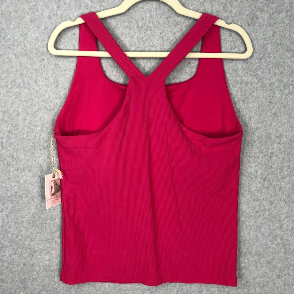 Camiseta sin mangas Jessica Simpson grande rosa acanalada sujetador deportivo yoga rendimiento activo Foto 4 de 4