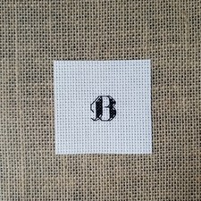 Finished Completed Cross Stitch Mini Script Monogram Initial Letter B Piece