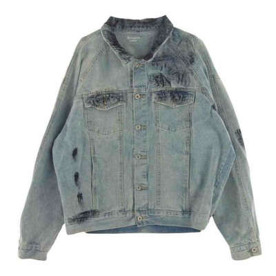 ジャケット・アウター mismatch new york Mismatch denim jacket NYC NEW YORK 2pac paint oversized