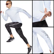 Nike Dri-FIT Pacer 1/2 Zip LS Thumbhole Flash Pullover Running Shirt GRAY MEDIUM