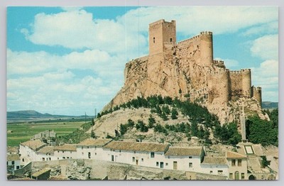 Vtg Almansa Castle Spain Pan Am Airways Chrome Postcard Unposted