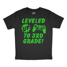 Youth Funny T Shirts Leveled Up to 3rd Grade Sarcastic Video Game Graphic