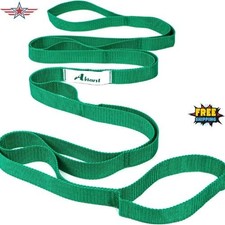 Stretching Strap Yoga Straps for Physical Therapy, 10 Loops Non-Elastic Green