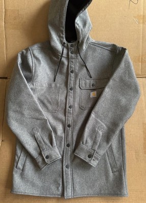Carhartt Rain Defender Shirt Jacket Men Small Hooded Heavyweight Work Jacket NEW