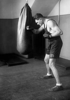 Franz Jerener At Punching Bag OLD PHOTO