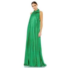 NWT Mac Duggal 26926 Pleater Halter Neck Trapeze Gown Green SZ 6 NEW!
