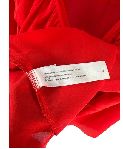 NWT Eloquii Red Ruffle Tie Neck Sheer Pullover Top Size 22 - Picture 7 of 17
