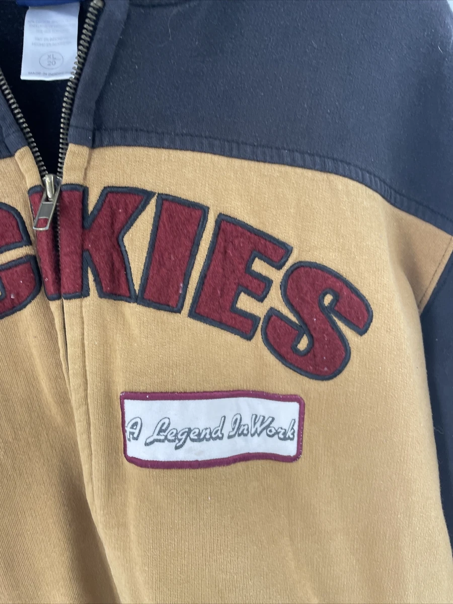 Dickies Vintage Boys Full Zip Sweatshirt Size Large Black Brown Hoodie Spellout