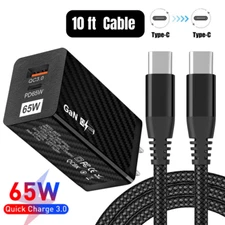 65W GaN USB Type C Fast Wall Charger PD Adapter Cable For MacBook iPhone Samsung