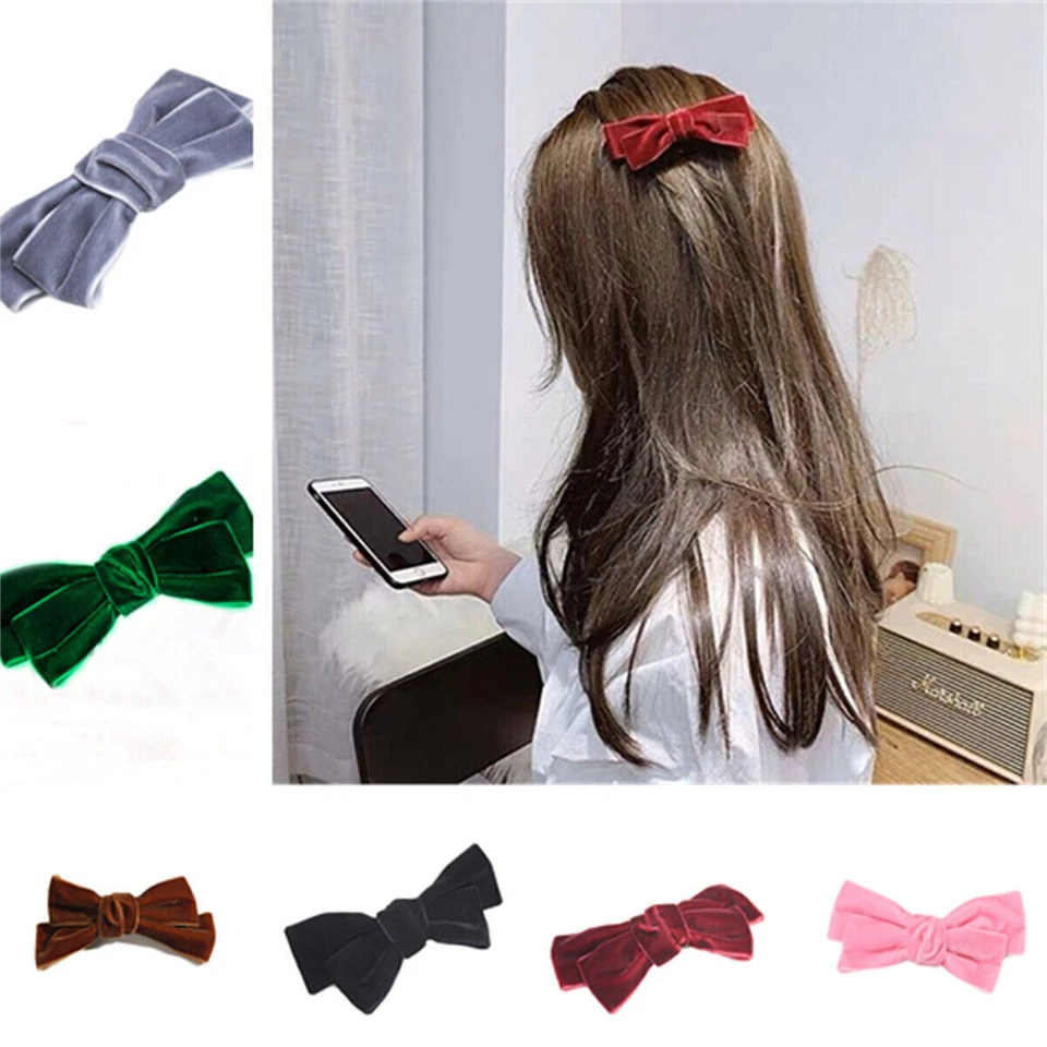 1x Terciopelo Niños Niñas Moño Pinza para el Cabello Moño Nudo Pinzas para el Cabello Accesorios para el Cabello Foto 2 de 4