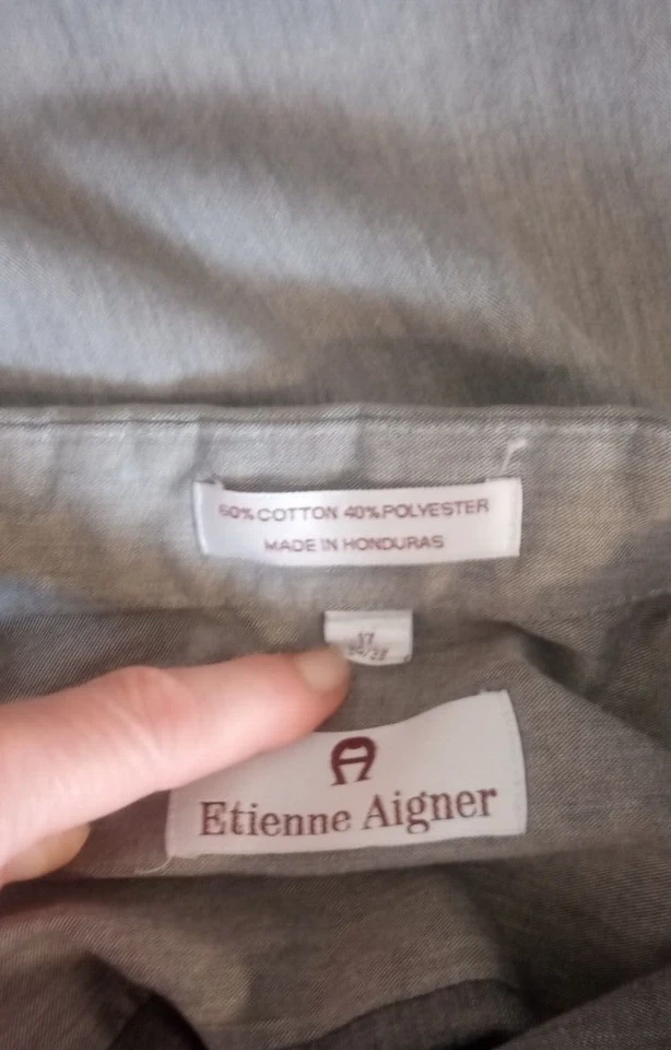 Camisa Etienne Aigner Talla 17 34-35 Gris Abotonada Manga Larga (Gris Plumado) Foto 4 de 4