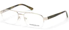Marcolin Eyewear MA3009 032 Light Gold Men's Semi Rim Eyeglasses Frame 54-18-145