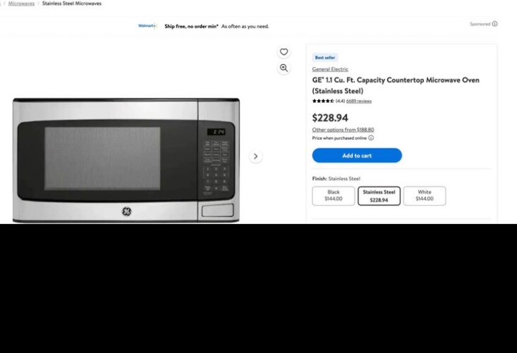 GE 1.1cu.ft. Countertop Microwave Oven Stainless Steel (JES1145SHSS