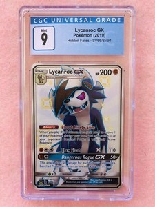 2019 Pokémon Hidden Fates Full Art Shiny Lycanroc GX SV66/SV94 CGC 9 Mint PSA