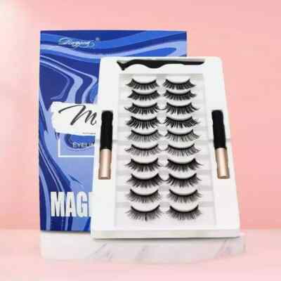 10 Paar wasserfeste magnetische Eyeliner mit Wimpern und Pinzette Set lange Wimpern