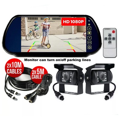 7'' TFT LCD Car Mirror Monitor Rear View Backup Camera Parking for Car RV VAN Bus