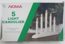 Vintage NOMA 5 Light Candolier Candelabra Plastic Christmas Window Candle in Box