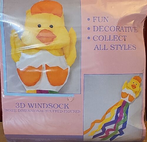 Vintage Easter Windsock 60 Inch Outdoor Decoration Chick Yard Art NOS NIP Roses - Picture 1 of 4